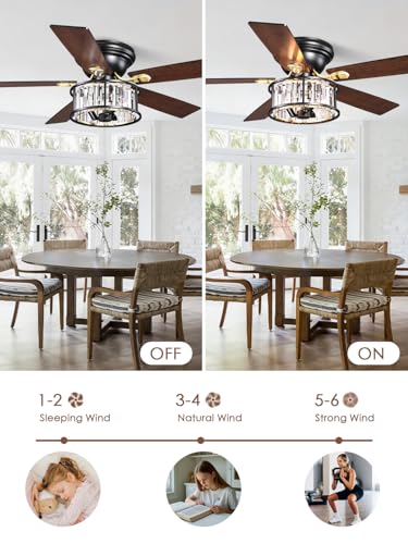 Image of 52 inch Flush Mount Ceiling Fan with Light Remote Control