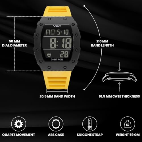 Image of V2A Digitron Tonneau 2118 Sports Watch for Men & Boys | Rugged Design | Big Dial | Alarm, Stopwatch, 12 /24H | 3 ATM Water Resistant | Luminous Display | Sports, Fitness, Outdoor & Training | Gifts for Men & Boy