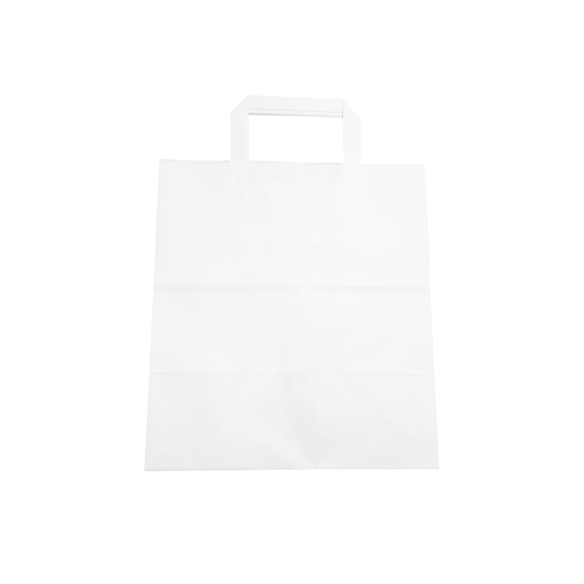 250 Sacs Kraft en Papier Blanc 26+17x29 cm avec Anses Plates - Sac Cabas et Sacs de Courses Polyvalents