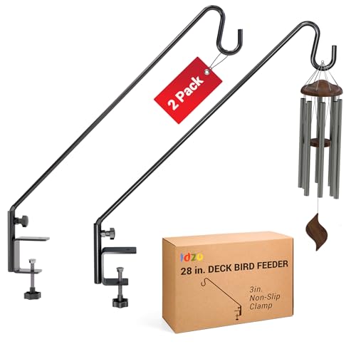 Idzo Deck Bird Feeder Hanger for Railing 28inch Deck Hook for Bird Feeder Pole Durable 3 Layers Powder Coated & Sturdy 1 Piece Solid Steel Construction for Hanging Decorations 2 Pack