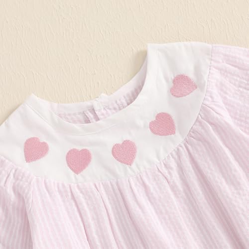 Kutterild Newborn Baby Girl Valentine\'s Day Outfits Long Sleeve One Pieces Romper Bodysuit Heart Print Cotton Linen Romper (Light Pink, 6-9 Months) - Thumbnail 5
