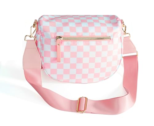 Image of FEIBOON Spacious Checkered Nylon Crossbody Bag Bum Bag Handbags Wallets for Women