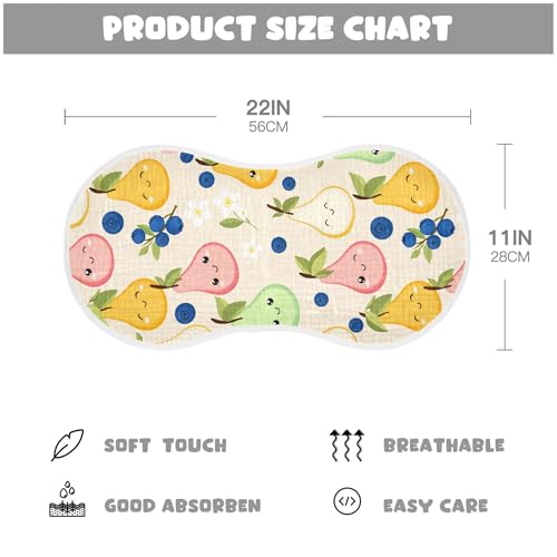 xigua Cute Pear Muslin Baby Burp Cloths Set of 2, Super Soft & Absorbent Burping Rags, Cotton Burp Clothes Shower Gift for Newborn, Baby Girls and Boys4