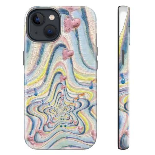 sallvmbek for iPhone 14 Case/iPhone 13 Case 6.1 inch,Cute Stars Print Pattern Fashion Aesthetic Design,TPU and Hard PC Protective Shockproof Slim Phone Cover for Women Girly