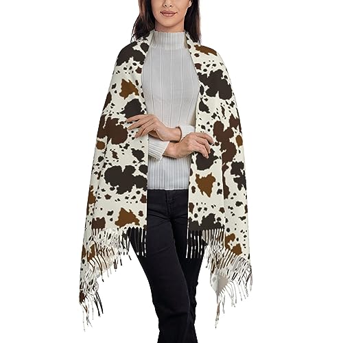 Cow Print Shawl Wraps with Tassel Soft Fashion Warm Scarves for Women4