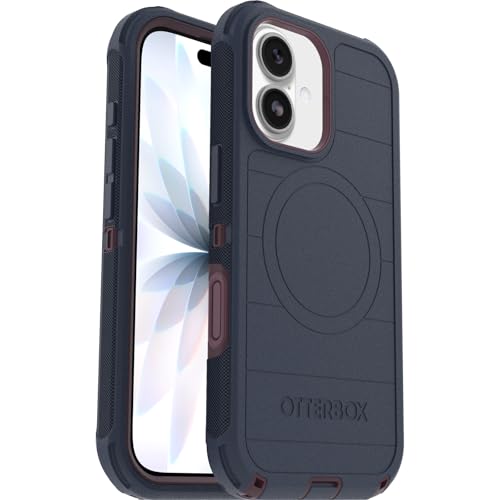 Image of OtterBox iPhone 17 (Only) - Defender Series Case - Indigo Tulip (Blue & Purple) - Snaps on MagSafe - Tough - Rugged & Durable