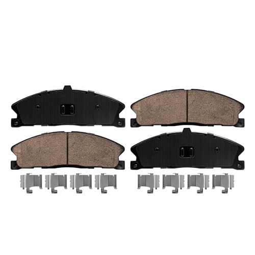 Image of Detroit Axle - 4pc Front Brake Kit for Ford Taurus Explorer Flex | Lincoln MKS MKT Police Interceptor Sedan Utility, Drilled and Slotted Brake Rotors Ceramic Pads Replacement 13.86 inch inch Rotor