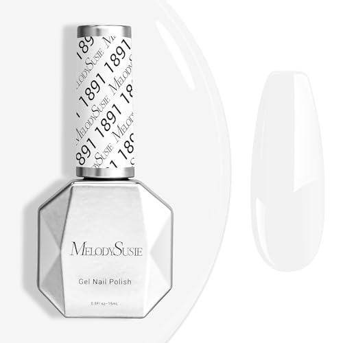 Image of MelodySusie 0.5fl oz White Gel Nail Polish, Nails Soak Off UV LED White Gel Polish Gift for Women Nail Art Manicure Salon DIY Nail Design Decoration at Home-1891