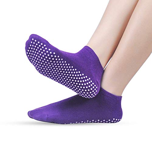 Image of Pliates Socks for Women Non Slip Grip Yoga Barre Hospital Barefoot Workout
