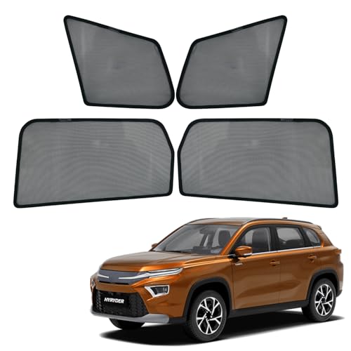 Image of Car Sunshades Compatible with Toyota Urban Cruiser Hyryder Magnetic Sun Shades /Curtains - Set of 4pcs (Row A /B) Suitable for Urban Cruiser Hyryder 2022 Onwards