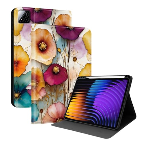 Coque Xiaomi Redmi Pad Pro 12.1 2024 anti-rayure etui rabat cuir fleur