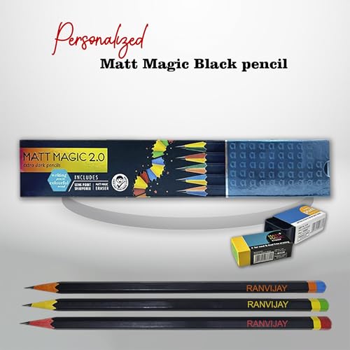 Image of SAVRI (20 pcs Customized Pencil With Name | Personalized Pencils | Custom Engraved Wooden Pencils for Kids | Gift for Birthday And Return Gifts Artist, Art Lover, Students. Pack of 2, Multicolor