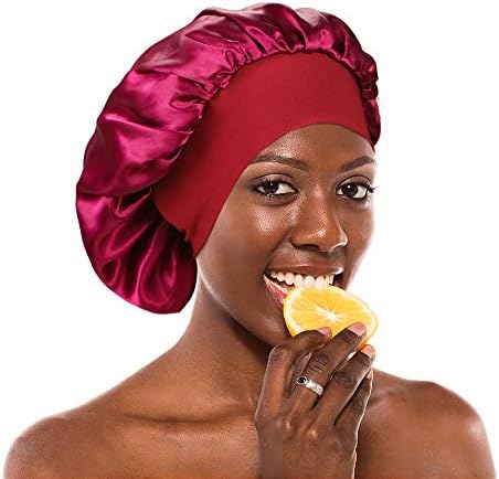 2 Pieces Wide Band Satin Cap Sleep Bonnet Soft Night Sleep Hat for Women