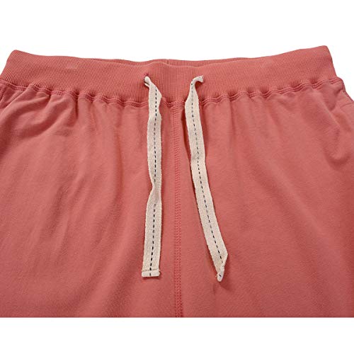 Amy Coulee Men Casual Basketball Cotton Jersey Elastic Sweat Shorts (L, Watermelon Red) #TOP1