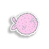 Pink Puffer Fish Sticker Cute Silly Cartoon Cup Cooler Laptop Car Truck Vehicle Window Bumper Vinyl Graphics Fishing Decal