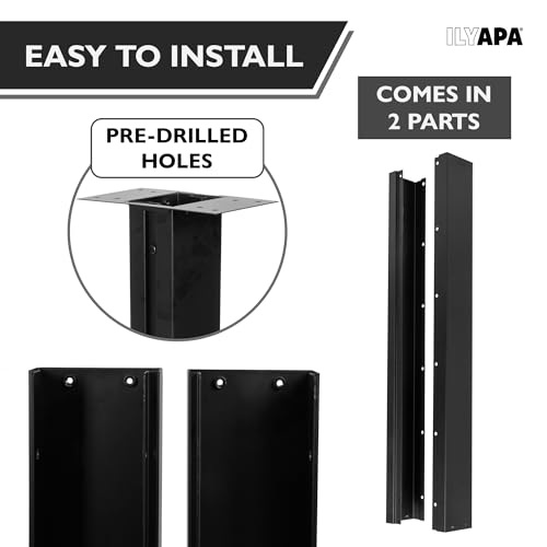 image for Ilyapa Black Metal Mailbox Post for Outside, 43x4x4 inch Metal Post Sl