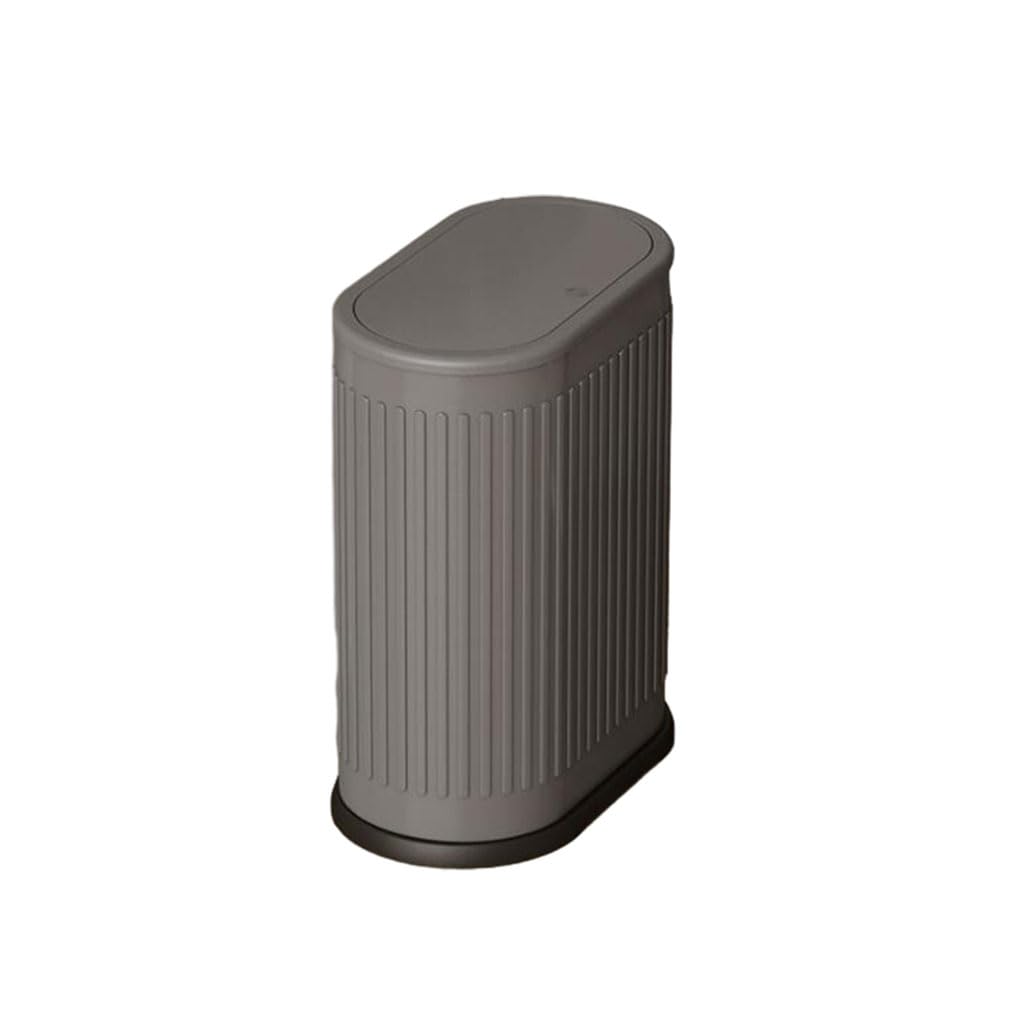 Sdydsge Grey Bin， Home Large-Capacity Kitchen Trash Can Stainless Steel Garbage Container Bin Simple Wastebasket With Cover/Grey/9.0L/2.4Gal