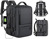 ALTOS OFFICE AND HOME. Mochila expandible y de mano, extragrande de 45L aprobada por aerolíneas TSA, cuero sintético, múltiples compartimentos, para portátiles de hasta 17', resistente al agua y a los