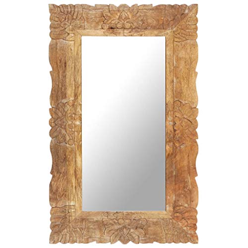 Miroir bois de manguier 80x50cm sculpté main mural - 2