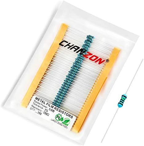 Chanzon 100pcs 1/4W (0.25W) 1 Ω ohm Metal Film Fixed Resistor 0.01 ±1% Tolerance 1R MF Through Hole Resistors Current Limiting Rohs Certificated