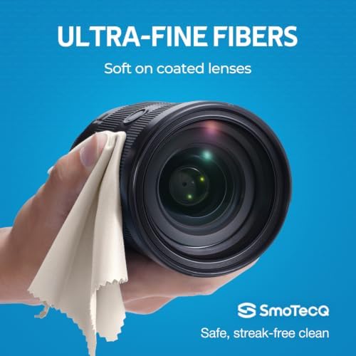 SmoTecQ 12 Pack Microfiber Cleaning Cloths for Glasses & Screens (6x7) - Optical Grade Lens Cleaner for Eyeglasses, Camera, iPhone, iPad & TV - Individually Wrapped, Assorted Colours - 2