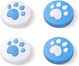 Switch Joycon - Tapas de agarre para pulgar, bonita funda de silicona para palanca de mando de pata de gato para Switch/OLED/Switch Lite, cubiertas de botón analógicas para Switch, color azul cielo,