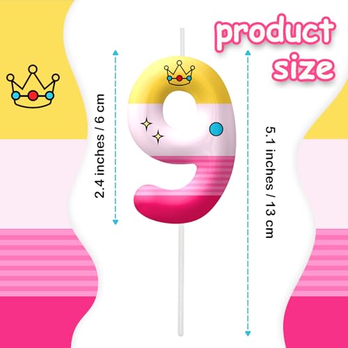 Image of Pink Cartoon Birthday Candles, Number 9 Candle Pink Themed Birthday Party Supplies, 2.4 inch Birthday Candles for Cake Topper Party Decorations, Birthday Decorations for Boys Girls (Number 9)