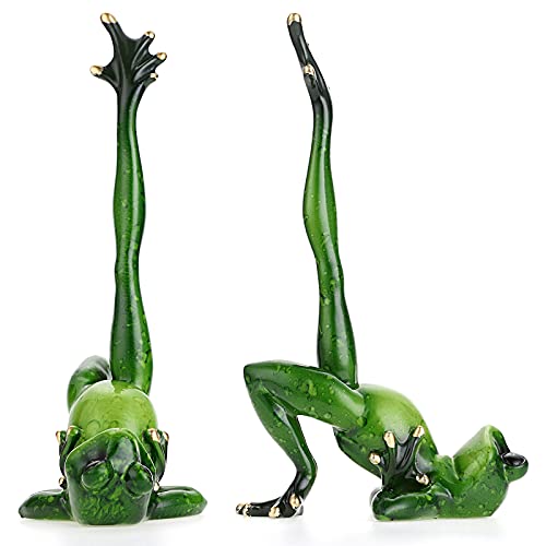 Juxyes Creative Craft Resin Yoga Frog Figurine Decor, Basic Yoga Pose Frog Sculpture Statue, Personalized Animal Collectible Figurines Mascot Frog Resin Crafts For Shelves Table Desk Decor #TOP2