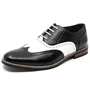 Men’s Two Tone Spectator Wingtip Perforated Lace Up Oxford Dress Shoes ALEX-08