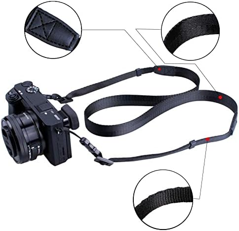 VKO Slim Camera Strap, Quick Release Camera Neck Shoulder Strap Compatible with Sony Nikon Canon Fuji Medium DSLR SLR Mirrorless Cameras Strap Black