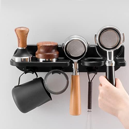 Angdou Space Saving Floating Wall Shelves Coffee Station Organizer， Multipurpose Espresso Tools Coffee Portafilter Holder for Bar/ Home /Office (58mm)