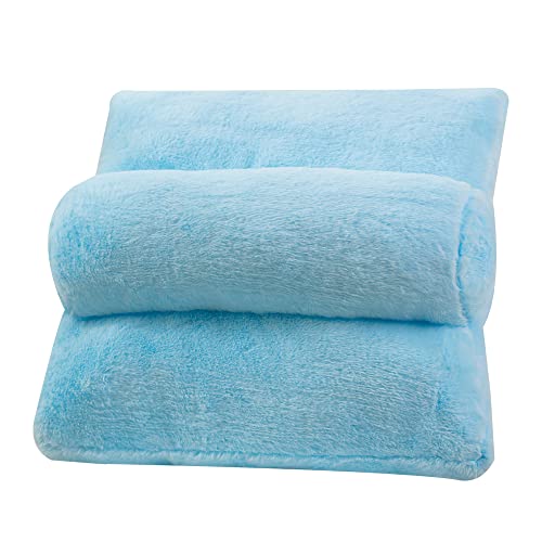 Lendenwirbelkissen Lesekissen, Rückenkissen Kissen Weiches Komfort, Warme Plüsch Stützkissen/lesekissen Für Auto Bürostuhl Sofa Bett Gaming Stuhl Reise Nacken Rollstuhl 45x45cm Blau Cover