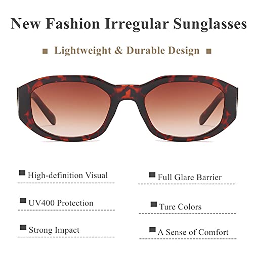 Image of LASPOR Irregular Sunglasses for Women Men Trendy Retro Vintage Rectangle Glasses Hexagon Shades Driving UV400 Protection
