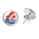 Cartoon Littl Mermaid Earrings Stud, Zinc Alloy Ear Stud for Girls Women and Men (2)