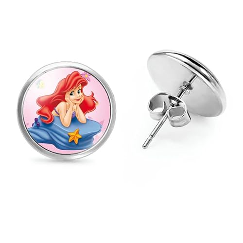 Cartoon Littl Mermaid Earrings Stud, Zinc Alloy Ear Stud For Girls Women And Men (2) #TOP11
