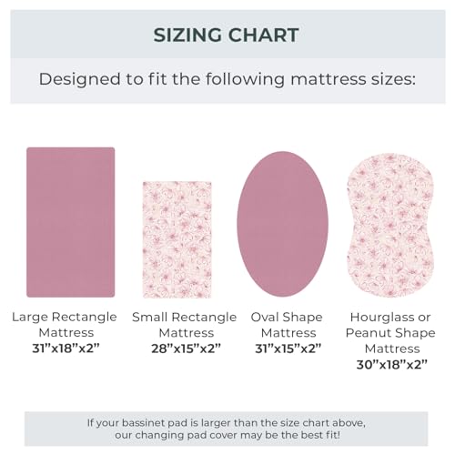 Image of Pobibaby 2 Pack Bassinet Sheets for Girls - Premium Cotton Blend Baby Girl Fitted Sheet Set, Soft Breathable Floral Jersey Knit for Rectangle Oval Bassinets, Newborn Nursery Bedding (Blossom)