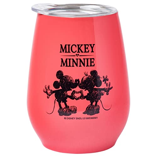 Silver Buffalo Disney Classics Heart Hands Double Wall Stainless Steel Stemless Tumbler W/Lid, 10 Ounces #TOP21