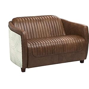 Acme brancaster leather loveseat in retro brown and gray  urban country home decor