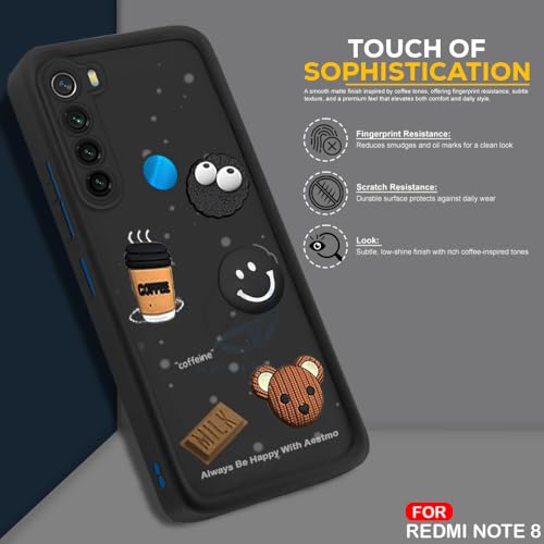 Image of AESTMO Back Case Cover for Redmi Note 8 Cover | Cute Fun Cartoon 3D Ball | Coffee Silicone Case | Full Body Protection | Camera Protection Back Cover for Redmi Note 8 (Black)