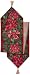 Violet Linen Decorative Christmas Tapestry Table Runner, 13" x 70", Poinsettia Design