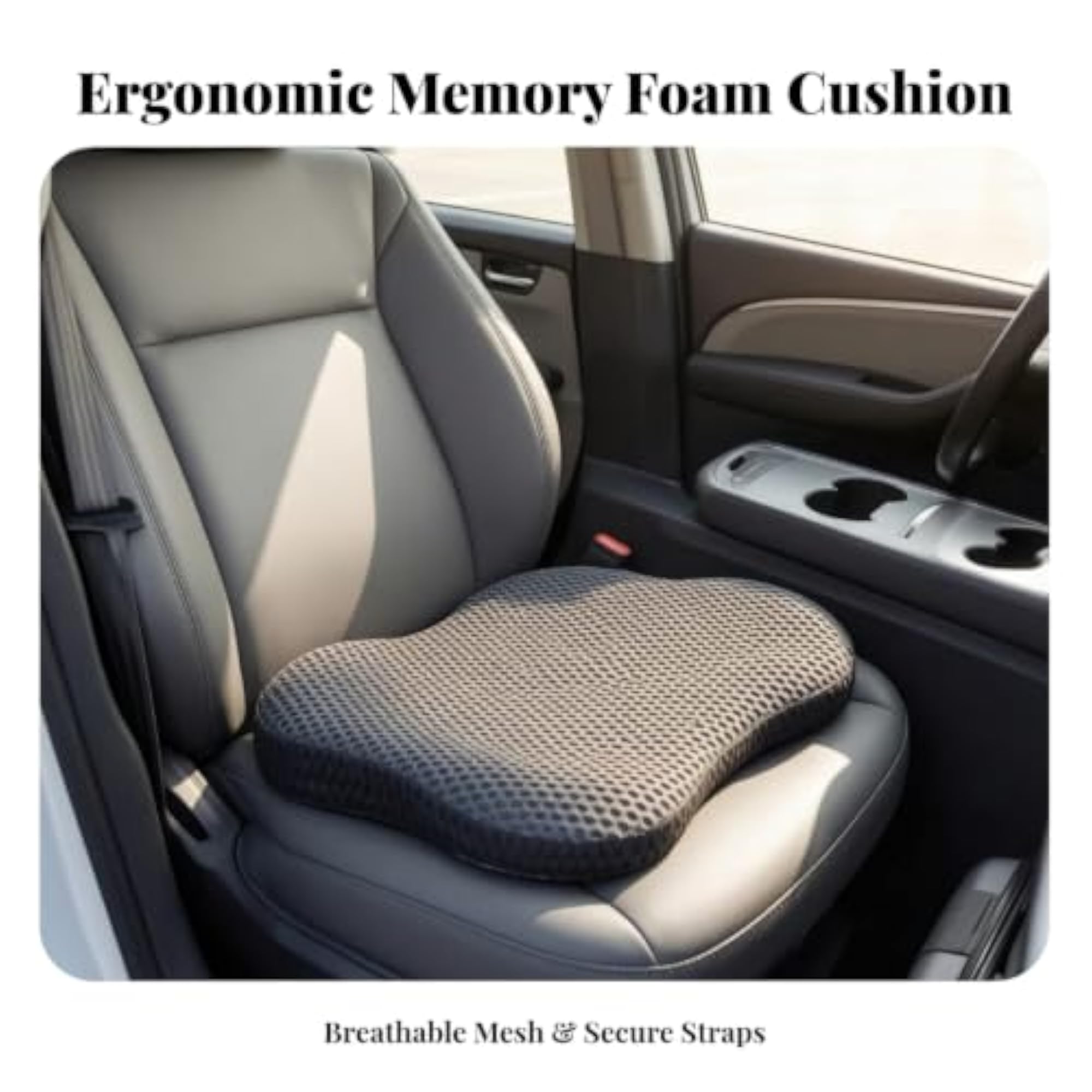 Pressure-Relieving Memory Foam Seat Cushion, Gray