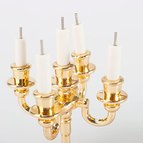 3 Pieces Miniature Lamp Candle 1:12 Hanging Lamp Arm Candles Luxury Chandelier Mini Ceiling Light Lamp Mini House Accessories(Gold) #TOP2