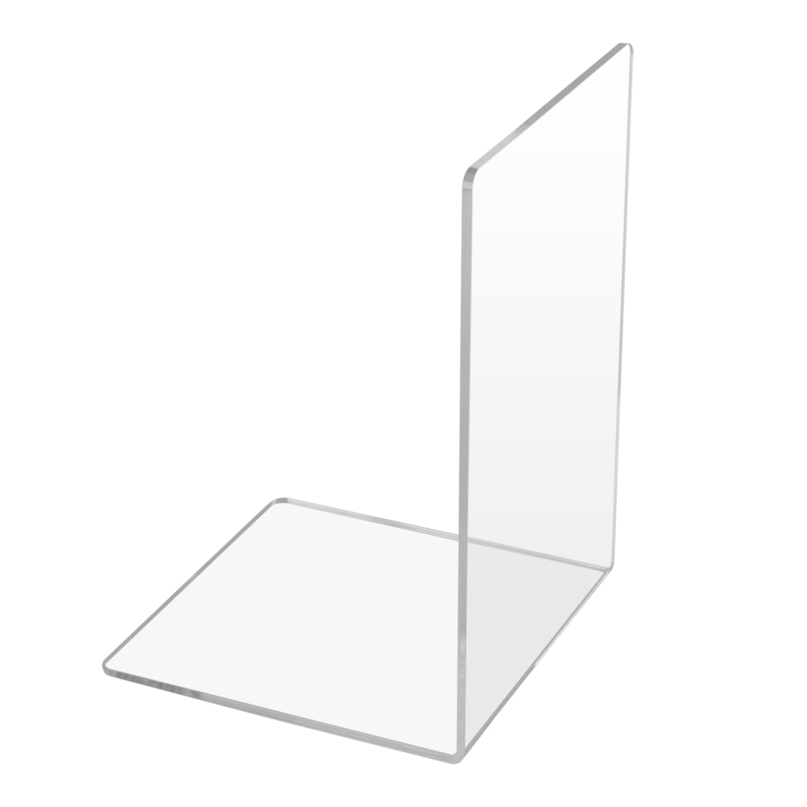 16 Sujetalibros de Acrílico Transparente 3mm, Forma de L con Almohadillas Antideslizantes, 12.5x12.5x18.5cm, para Libros, Estantería, Escritorio, Oficina, Escuela, Biblioteca, Hogar
