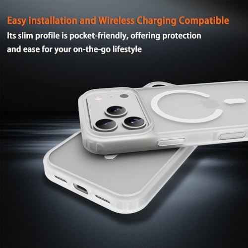 Image of Magnetic for iPhone 17 Pro Max Phone Case, [Compatible with MagSafe], Screen Protector X1, [Military Grade Drop Protection],Matte Finish,Slim,Shockproof,Protective (Frosted White, 17 pro max)