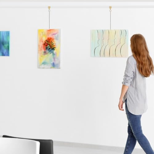 Image of Picture Hanging Kit - 5Pcs Frame Rail Hooks with 5Pcs Chains, Art Display Hanging System in Two Sizes for Wall Picture, Exhibition(Bronze, 30CM & 60CM)