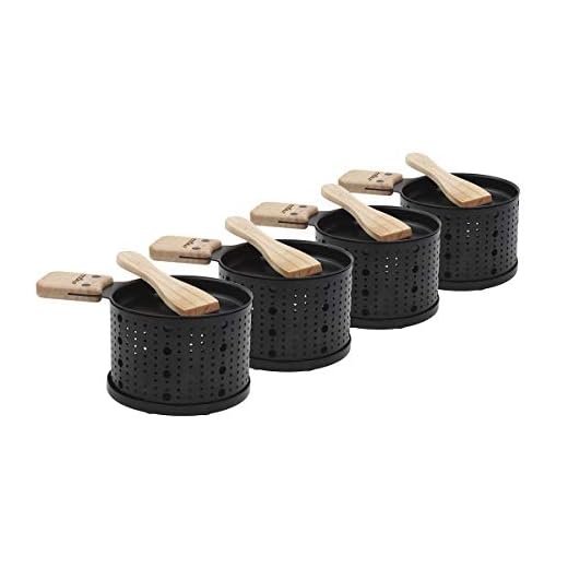 COOKUT - Lumi - Une raclette à la Bougie - Faites Fondre Votre Fromage en 3 Minutes - A Table, Devant la télé ou même en Pique Nique - Spatule Bois inclues - sans électricité - Pack de 4 appareils