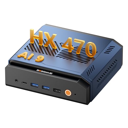 Image of BOSGAME AI 9 Mini PC, AMD HX 470(up to 5.2GHz), 32GB DDR5 1TB PCIe 4.0 SSD | Radeon 890M, 12C /24T, 55TOPS, DDR5 256GB max, triple M.2 8TB max, USB4 /OCuLink, WiFi7 /BT5.4 /Dual 2.5G, 8K Quad Display