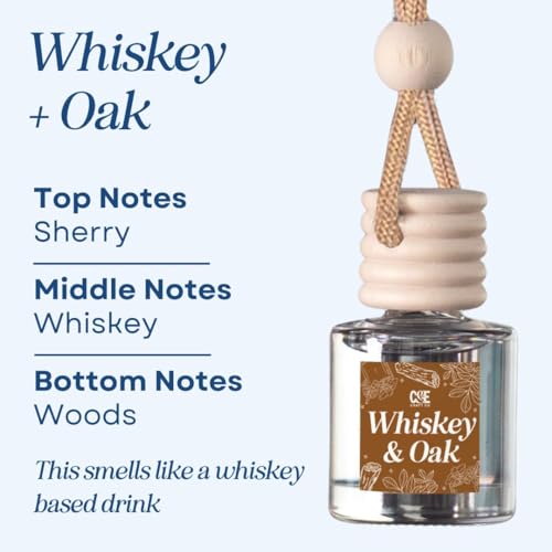 Image of CANDECraftCo Car Air Hanging Fragrance Oil, Car Auto Freshener for Essential Oils, Scents Fragrance Aromatherapy Automobile Diffuser, Long Lasting (Bourbon Vanilla + Whiskey Oak)