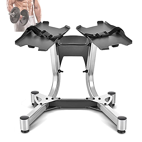 SATSAT Soporte para Mancuernas,Soporte Ajustable para Mancuernas con Soporte para Toallas Incorporado para El Hogar Y El Gimnasio, Adecuado para Mancuernas Ajustables De 15 Kg,16 Kg,24 Kg,40 Kg,Grey