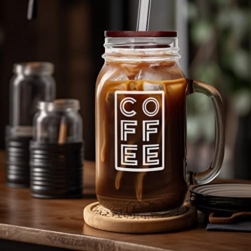 Tasse à café glacé réutilisable 710 ml grand format Mason Jar avec couvercle paille - 6
